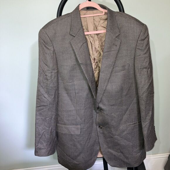 Chaps Other - Chaps Two Tone Plaid Wool Blazer 44L, Silk Tweed Jacket‎ Coat, Men's Wool Coat